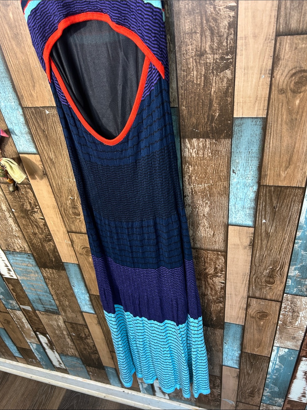 Parker Multicolor Knit Maxi Dress - Red, Light Blue, Navy, Purple. - Picture 15 of 16